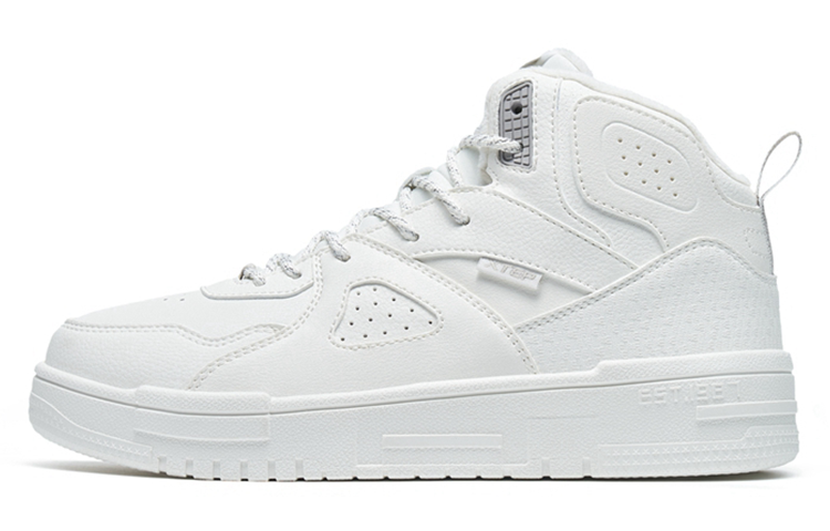 XTEP Fashion Fleece Lined Thermal High top Skateboard Shoes Women's Sail White