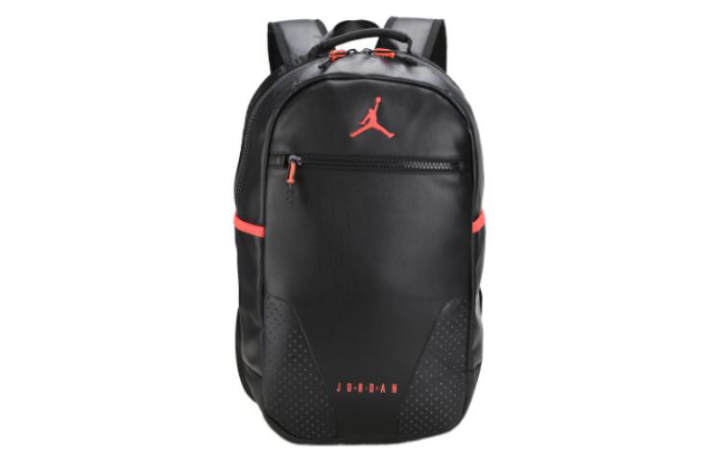 Jordan Jordan Polyester With Leather Backpack Unisex Black Red