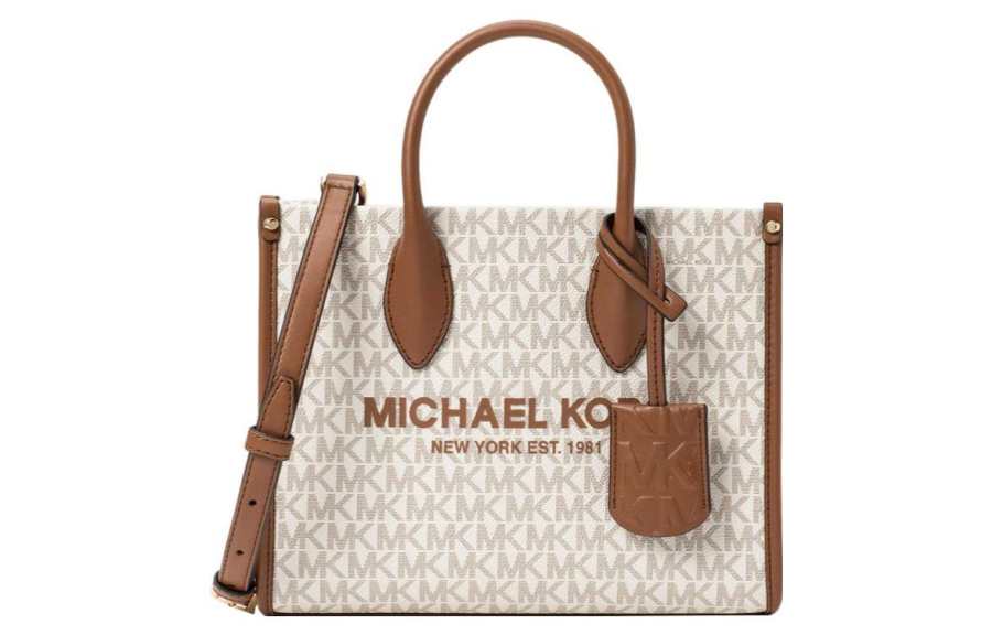 MICHAEL KORS Coated Canvas Handbag, Shoulder Bag, Crossbody Bag Small Women's Vanilla