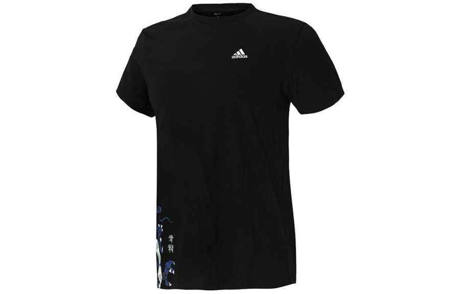 Adidas Adidas T Shirts Men's Black Crew Neck Moderate Straight Fit