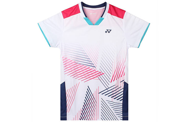 YONEX T Shirts Men's White V Neck Moderate Straight Fit
