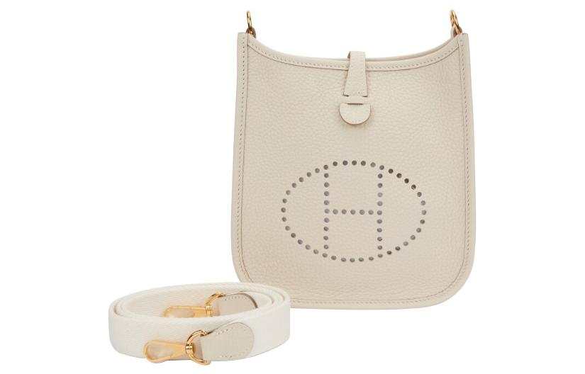 HERMES Evelyne Clemence Bullock Leather Crossbody Bag, Shoulder Bag 16 Women's 10 Craie Milkshake White