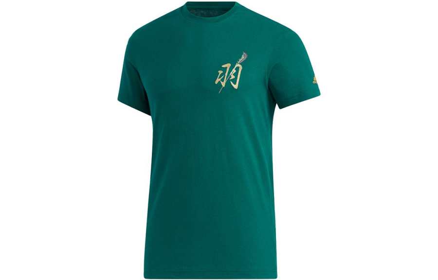Adidas Adidas T Shirts Men's Green Crew Neck Moderate Straight Fit