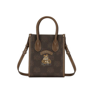 Teenie Weenie PVC Tote Bag, Shopping Bag, Crossbody Bag, Handbag Medium Women's Mocha/Caramel Brown