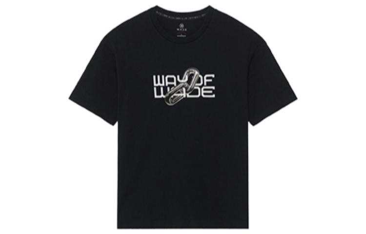 Li-Ning Li Ning T Shirts Unisex Black Crew Neck Moderate Straight Fit