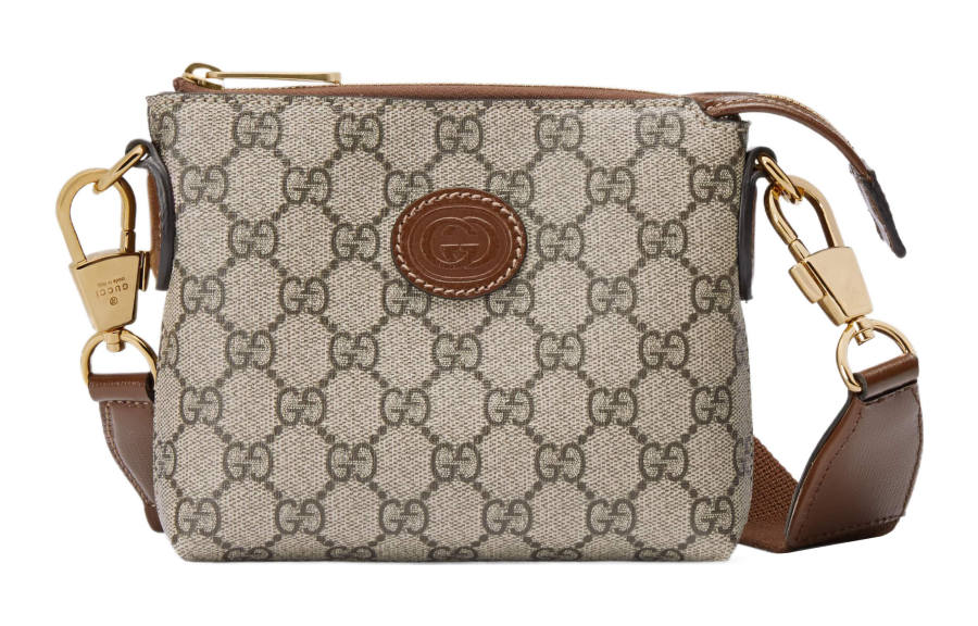 GUCCI GG Canvas With Leather Trim Crossbody Bags Regular Men's Beige & Brown