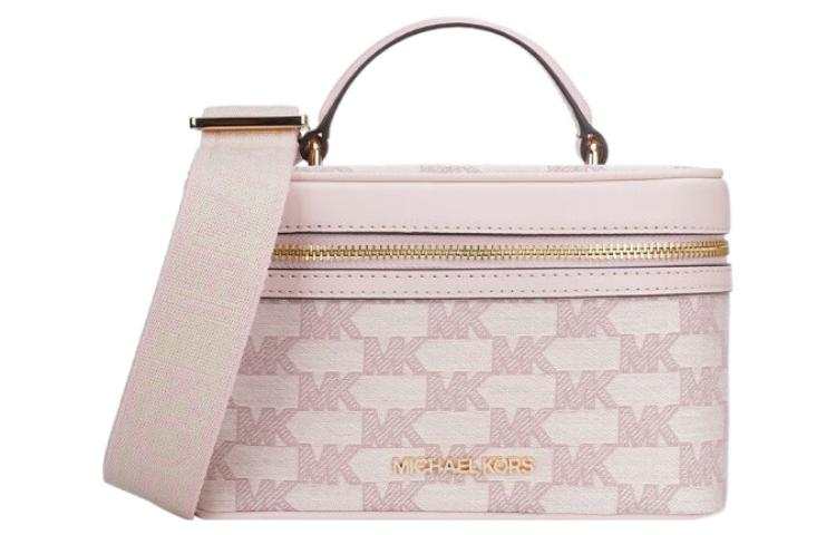 MICHAEL KORS Jet Set Coated Canvas With Cow Leather Box Bag, Makeup Bag, Handbag, Shoulder Bag, Crossbody Bag Women's