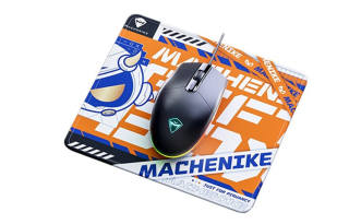 MACHENIKE M210 Mouse Pad Set With Cable Gaming, FPS Gun Pressing Esports, Ergonomic Side Keys For Office Laptops