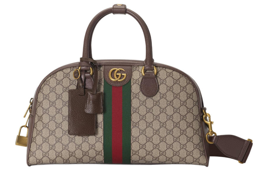 GUCCI Canvas With Leather Binding Bowling Bags, Handbag, Shoulder Bag, Crossbody Bag, Travel Bag Medium Men's Ebony