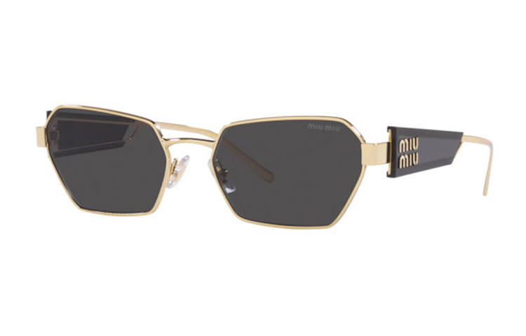 MIU MIU Miu Miu logo-debossed geometric-frame sunglasses