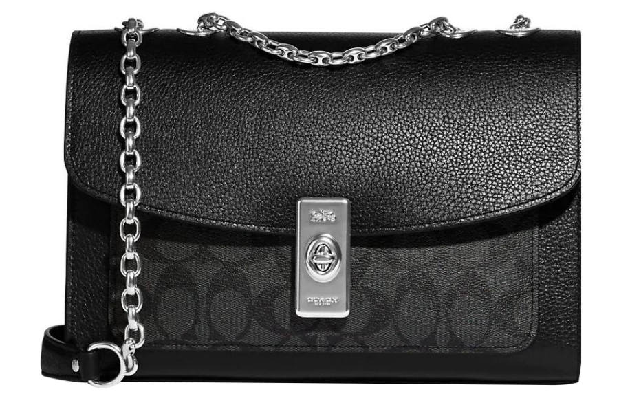COACH Lane Cow Leather Crossbody Bag, Shoulder Bag Women's Black