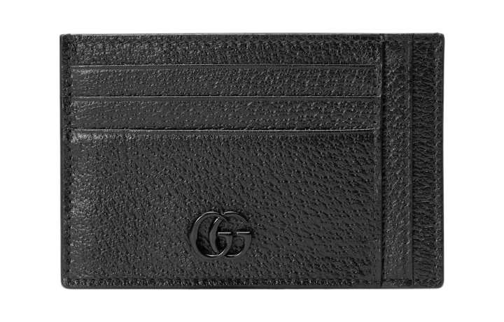 GUCCI GUCCI Marmont Leather Card Holder Men's Black