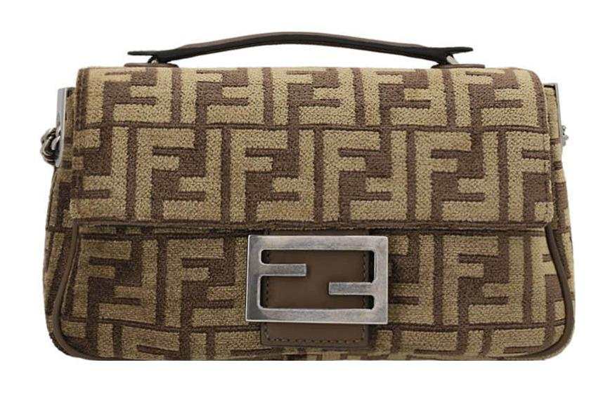 FENDI Baguette Fabric With Cow Leather Handbag, Crossbody Bag, Shoulder Bag Medium Women's