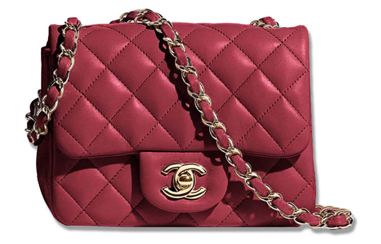 CHANEL Classic Flap CF Lambskin Crossbody Bag, Shoulder Bag Mini Women's Burgundy