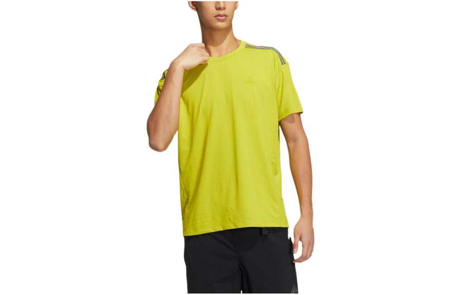Adidas Adidas T Shirts Men's Yellow Crew Neck Moderate Straight Fit