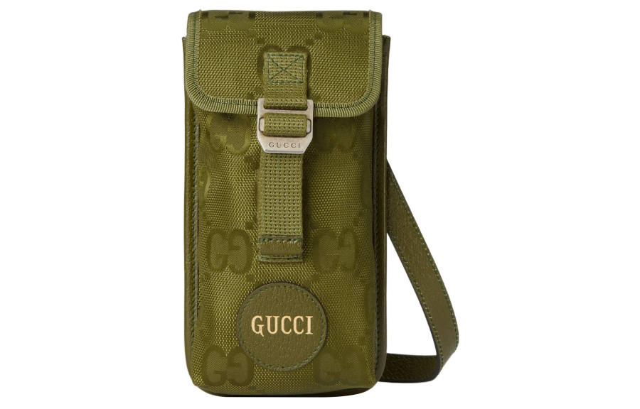 GUCCI Off The Grid Nylon With Leather Crossbody Bag, Shoulder Bag Men's Green