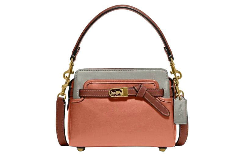 COACH Tate Glove Tanned Leather Handbag, Shoulder Bag, Crossbody Bag Small Women's Nude Pink & Gray