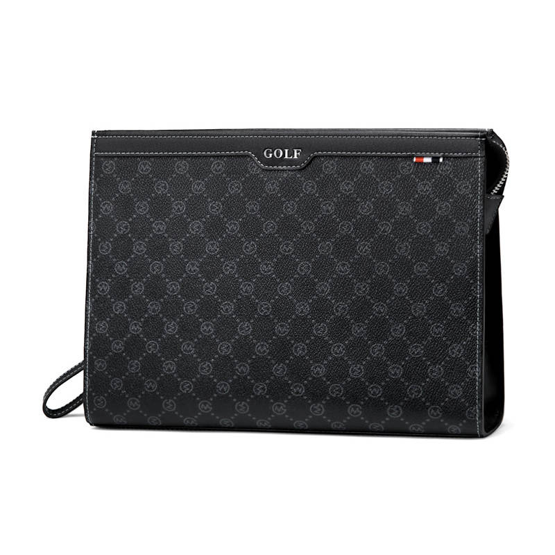 GOLF GOLF PVC With Cow Leather Clutch Medium Men's Black