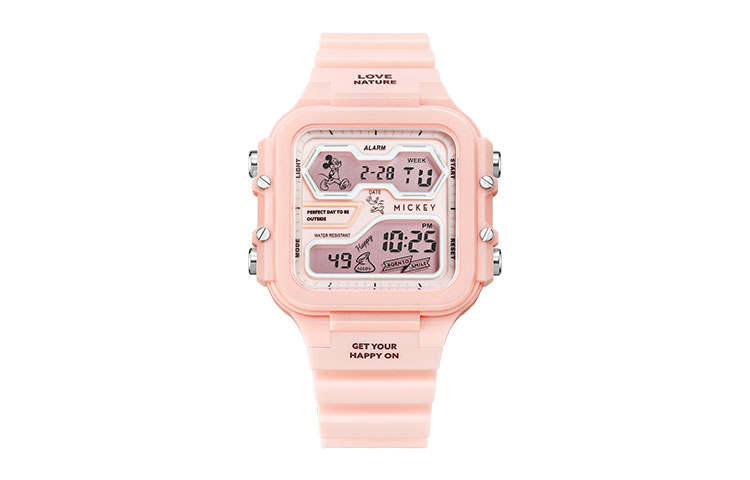 Disney Electronic Movement Silicone Strap Watch Unisex Pink Watch Dial 50m Waterproof