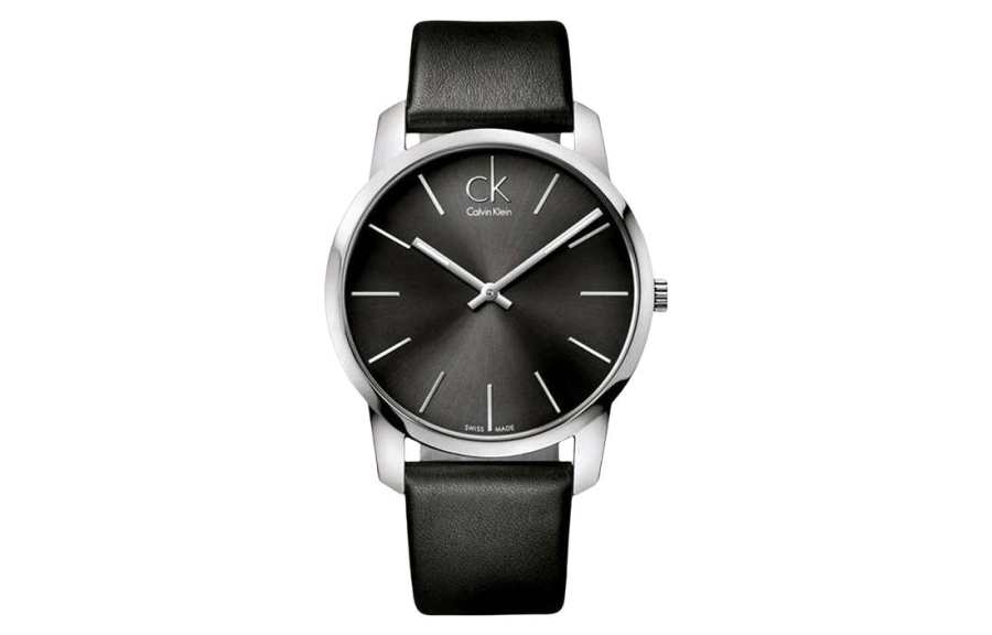 CALVIN KLEIN Wrist Watches Quartz Movement Genuine Leather Strap 43mm Black Dial Men's 30m Waterproof