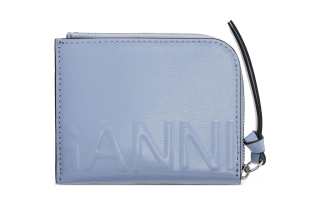 GANNI Recycled Leather Wallet, Card Holder Women's Blue