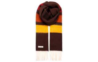 MARNI 【Previous Season】logo-patch striped fringed scarf