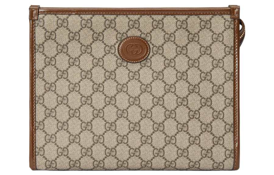 GUCCI GUCCI Canvas With Leather Binding Clutch Makeup Bag Regular Men's Ebony
