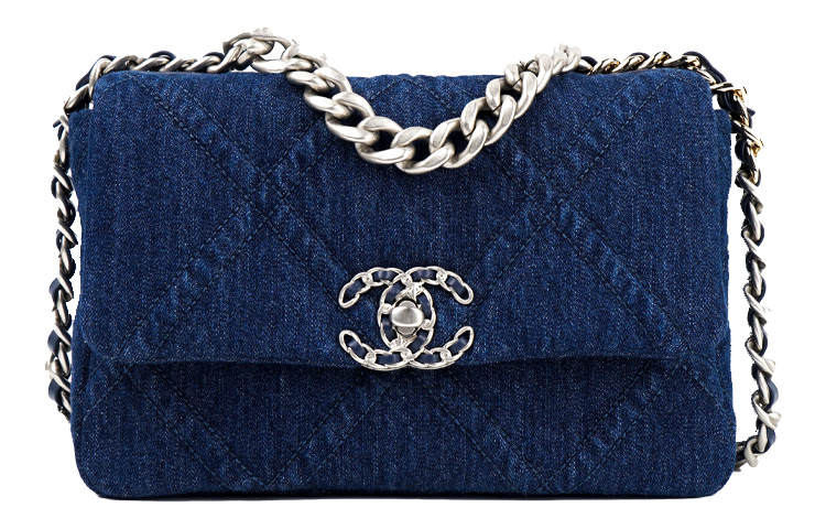 CHANEL 19Bag Denim Flap Bag, Shoulder Bag, Crossbody Bag Women's Dark Blue