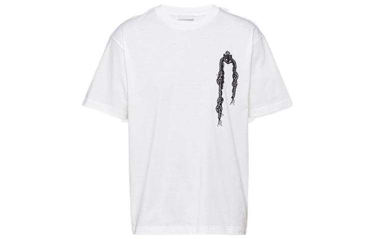 PRADA PRADA T Shirts Men's White Crew Neck Moderate Straight Fit
