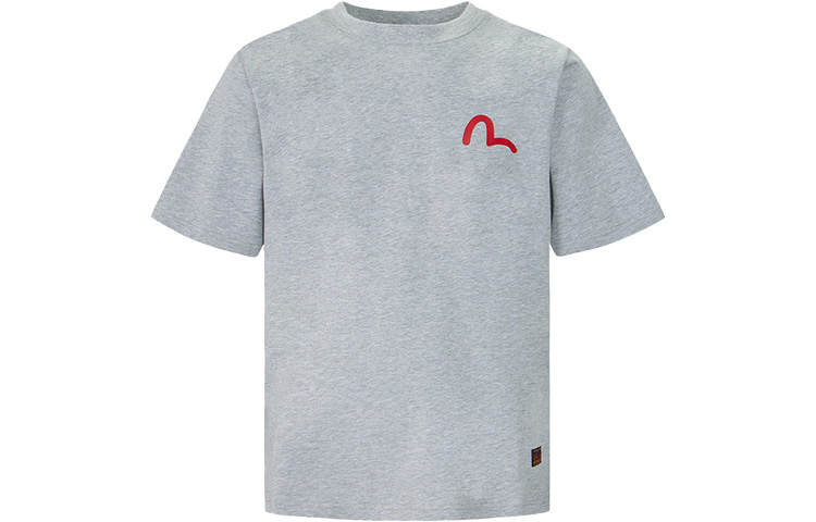 EVISU T Shirts Men's Heather Gray Crew Neck Moderate Straight Fit