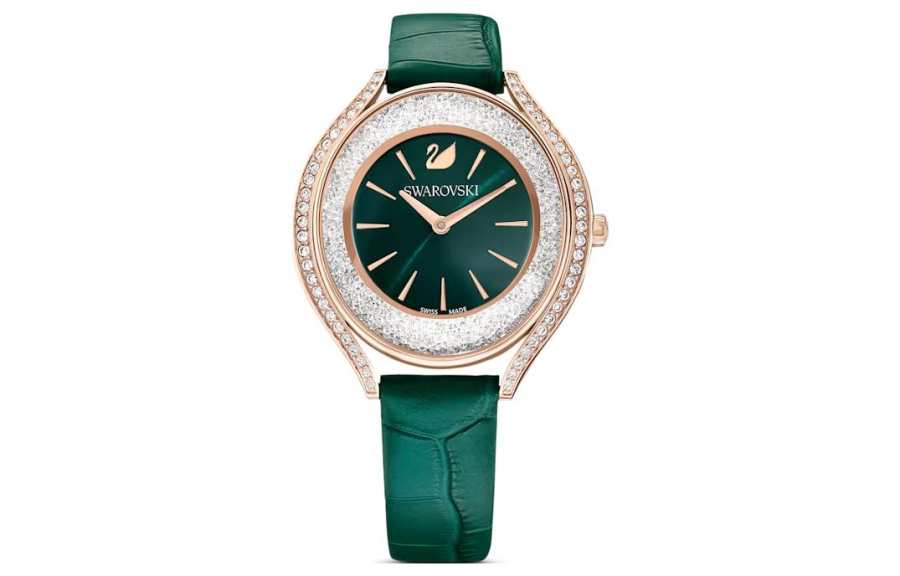 Swarovski Quartz Movement 50m Waterproof Women's Watch 35.5mm Green Dial PVD Coating Watch Case