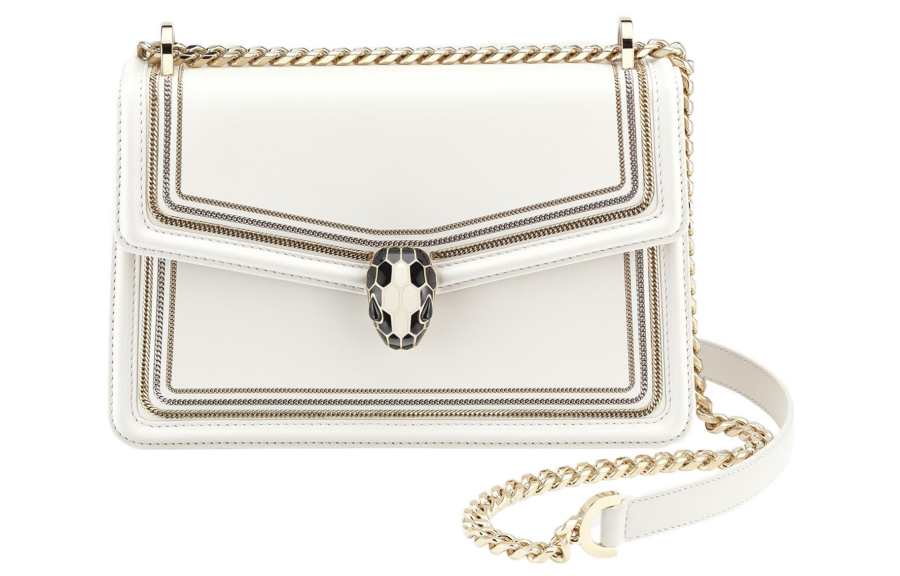 BVLGARI Serpenti Forever Series Calfskin Crossbody Bag, Shoulder Bag Women's White