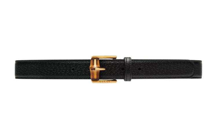GUCCI GUCCI Bamboo Leather Belts Women's Black Width 3cm