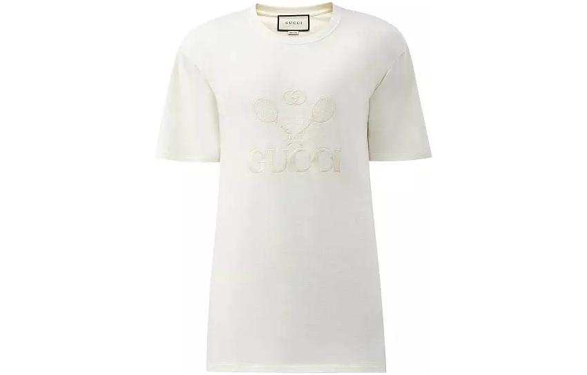 GUCCI T Shirts Men's White Crew Neck Moderate Straight Fit