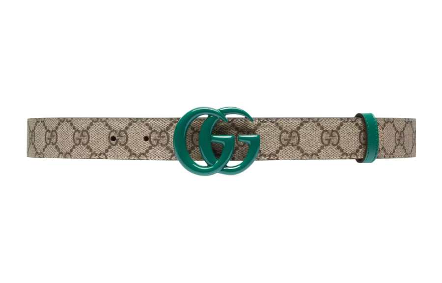 GUCCI GG Marmont Leather Belts Men's Beige/Ebony Width 2.5cm