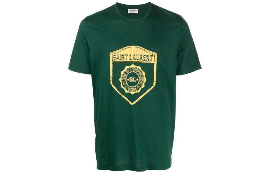 SAINT LAURENT 【Previous Season】crest-print short-sleeve T-shirt