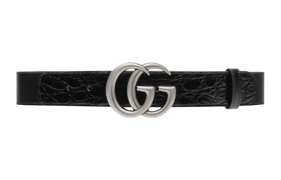 GUCCI GG Marmont Leather Belts Men's Black Width 4cm