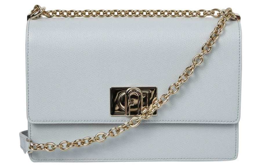 Furla 1927 Collection Leather Shoulder Bag, Crossbody Bag Small Women's Blue