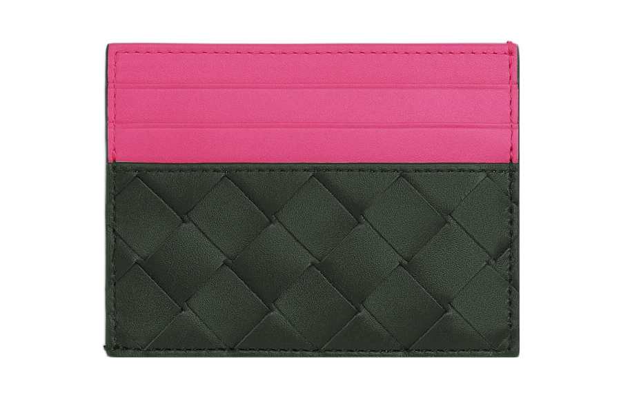 Bottega Veneta Cow Leather Card Holder Men's Pink/Black