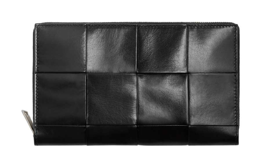 Bottega Veneta Cow Leather With Fabric Wallet Large Men's Black