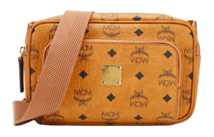 MCM Fursten Visetos Leather One Shoulder Crossbody Fanny Pack Regular Men's Brown Cognac