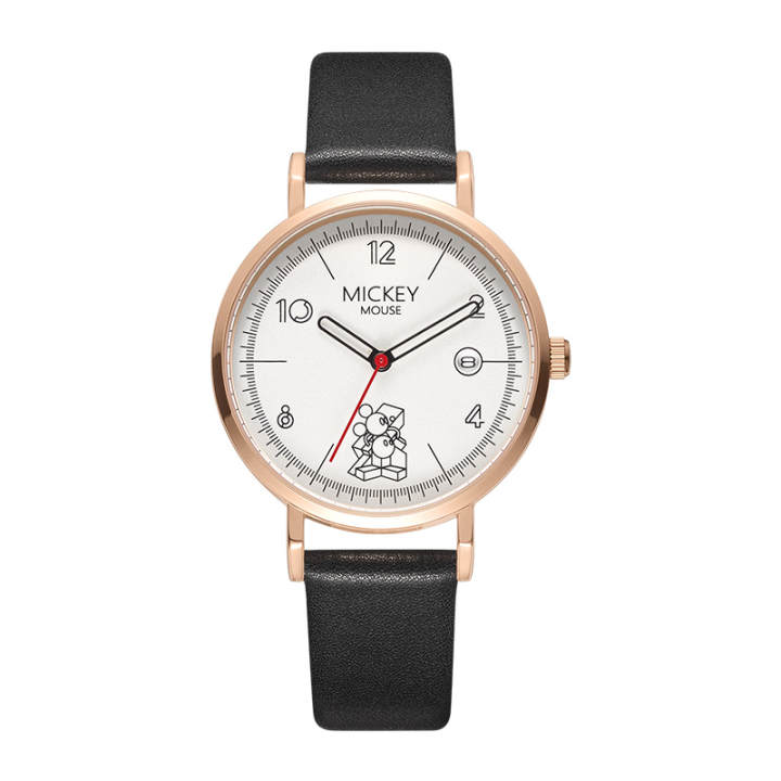Disney Disney Mickey Series Quartz Movement Genuine Leather Strap Watch Women's Watch White Dial