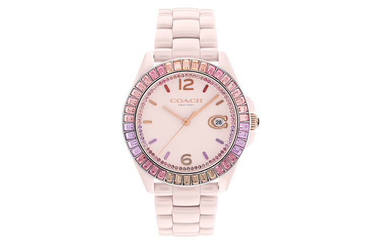 COACH GREYSON Wrist Watches Quartz Movement Ceramic Strap 37.5mm Pink Watch Dial Women's Watch