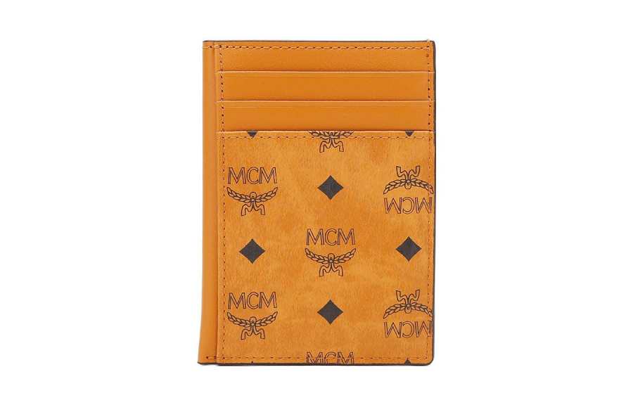 MCM Coated Canvas Card Holder Business Card Holder Card Holder Mini Men's Cognac