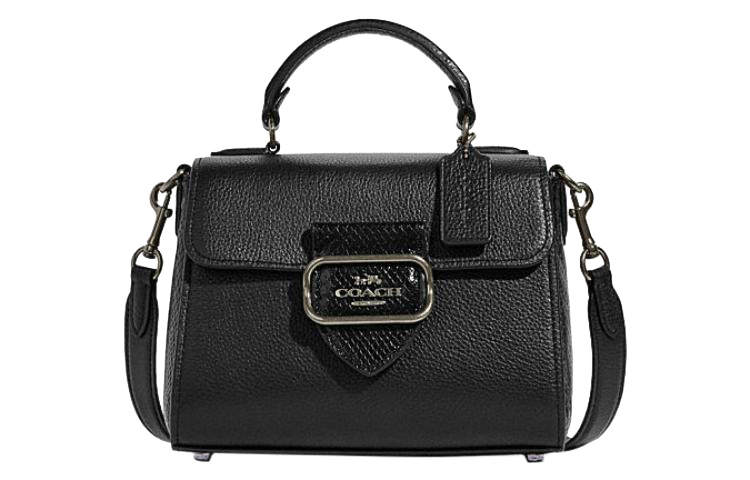 COACH Cow Leather With Sheepskin Shoulder Bag, Crossbody Bag, Handbag Small Women's Black