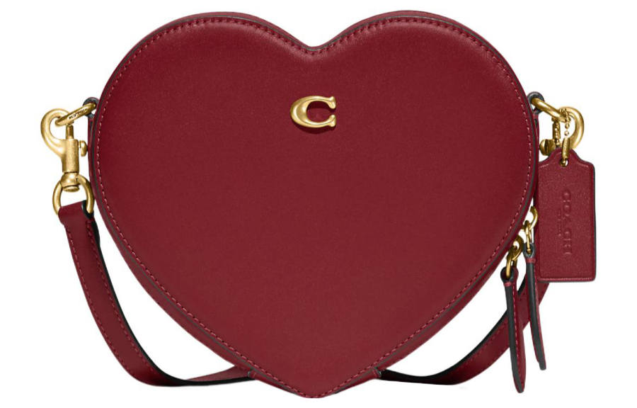 COACH Glove Tanned Leather Shoulder Bag, Crossbody Bag Small Women's Cherry Red