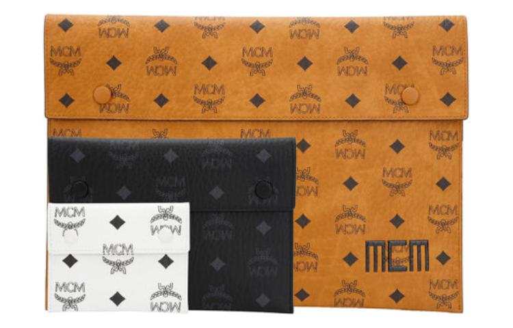 MCM MCM Visetos Coated Canvas With Leather Clutch Medium Unisex Cognac