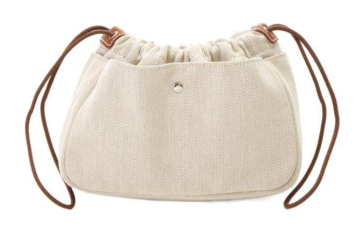 HERMES Garden Party Canvas With Calfskin Garden Bag Canvas Bag Insert Clutch Women's Beige