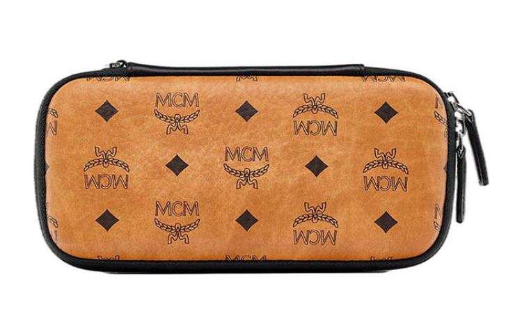 MCM MCM Visetos Polyurethane Clutch Unisex Brown Cognac