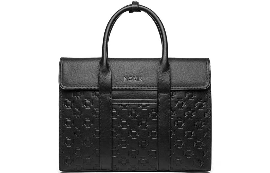 NOMK Top Grain Cow Leather, Electric Laptop Bag, Handbag, Shoulder Bag, Crossbody Bag, Briefcase Large Men's Black
